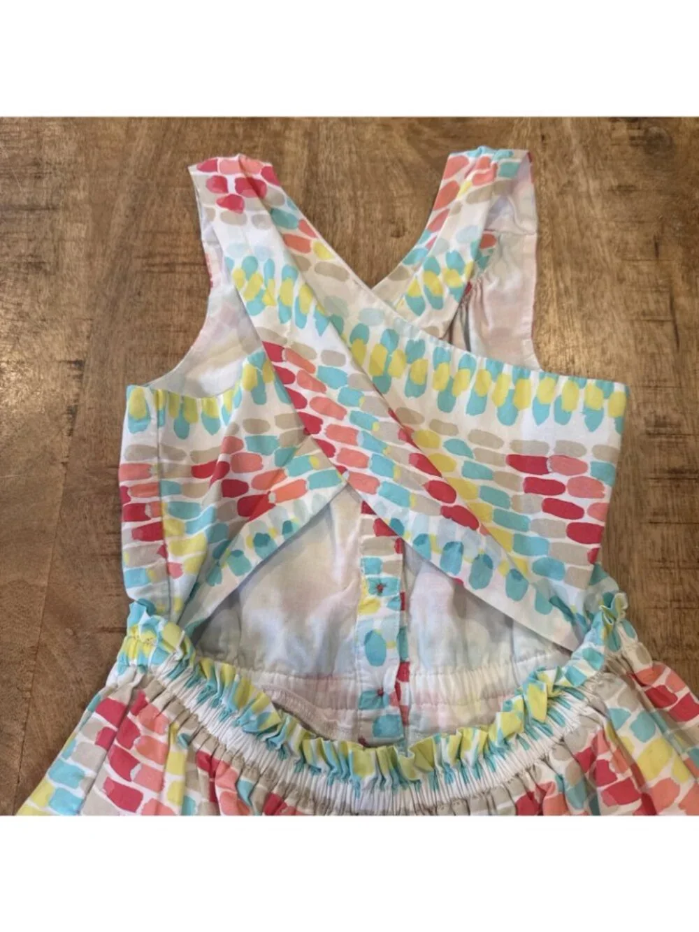 Gymboree Dress Girl 5 Pink Orange Green Blue Dots Striped dress SUMMER Lined